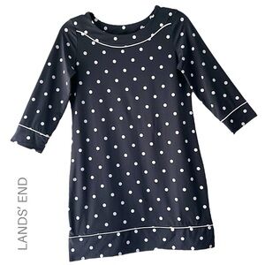 LANDS’ END | NWOT BLACK & WHITE POLK DOT 3/4 SLEEVE  SHEATH DRESS UPF 50 | XS
